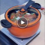 Großer Keramik-Emaille-Topf mit Mikrodruck – video