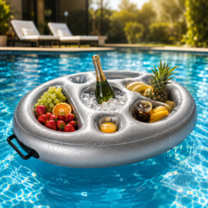 Schwimmendes Getränketablett – 4 Becherhalter, 71 × 56 cm, zusammenklappbar