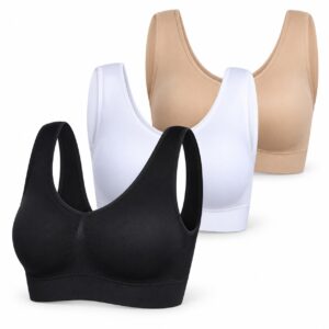 Bequemer, formender BH ohne Bügel (3er-Set – Schwarz, Weiß, Beige)